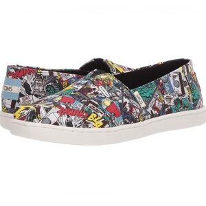 TOMS Size 8 Alpargata Multi Comic Pop Print Marvel Collab Slip Ons